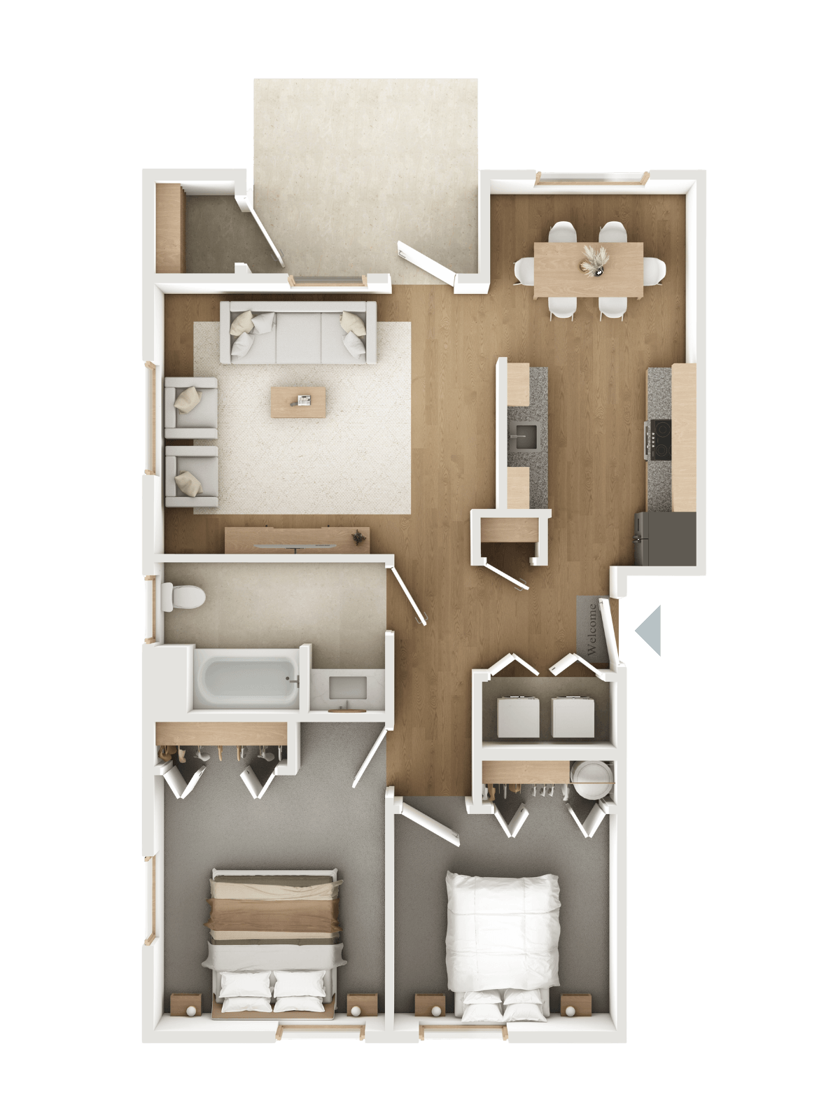 Two Bed One Bath floor plan